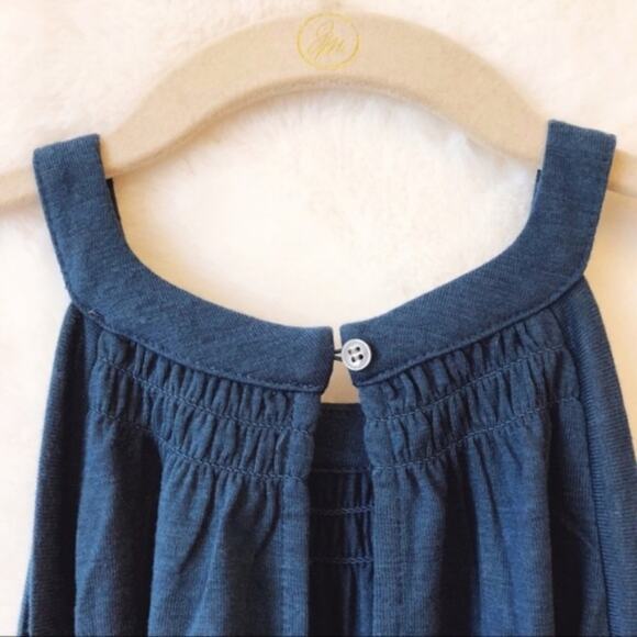 LOFT Blue Smocked Cold Shoulder Top - Picture 5 of 7